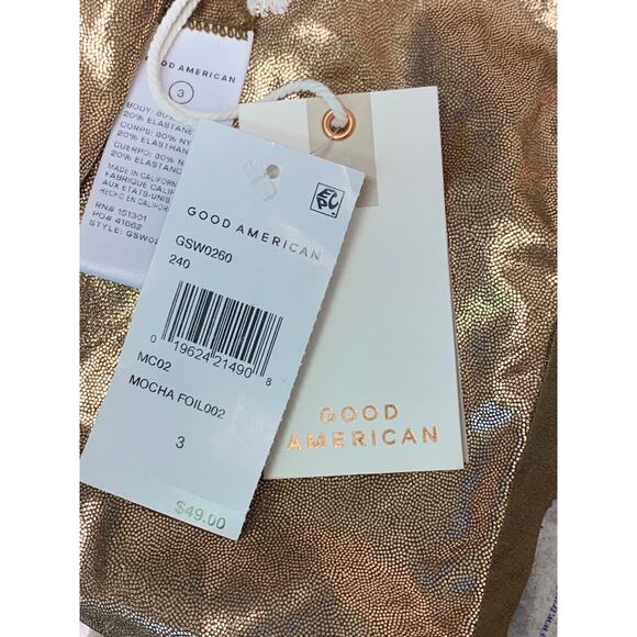 Good American Foil Bronze Metallic Bikini Bottom sz XLg NEW WITH TAGS - Picture 4 of 5